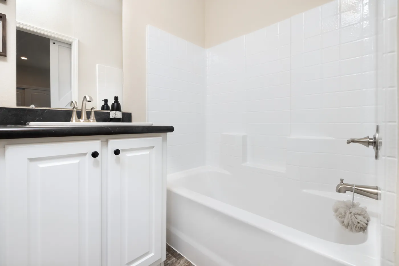 The TH482F                 CLAYTON Primary Bathroom. This Manufactured Mobile Home features 2 bedrooms and 2 baths.
