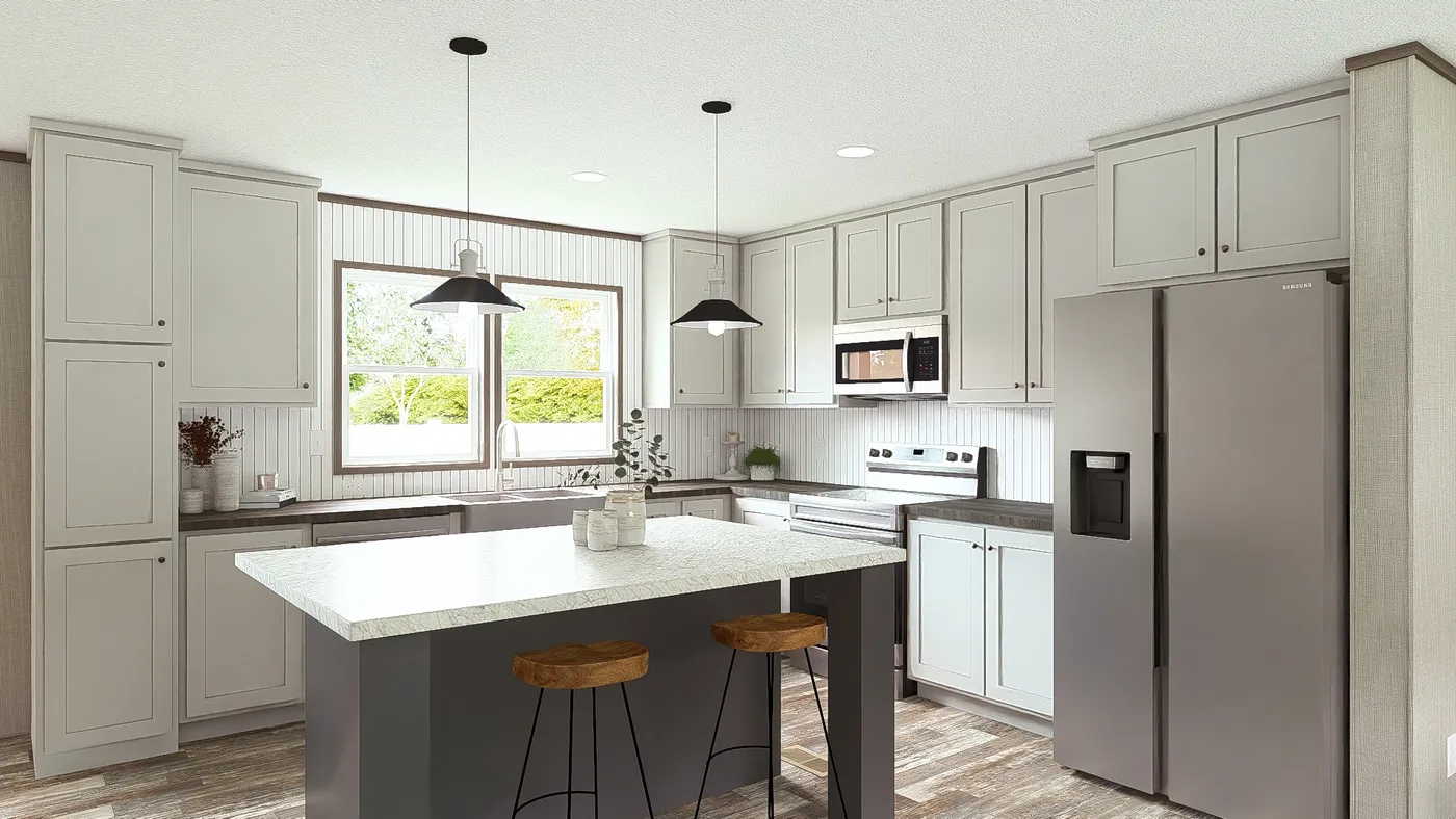 The ULTRA BREEZE 28X52 Kitchen. This Manufactured Mobile Home features 3 bedrooms and 2 baths.