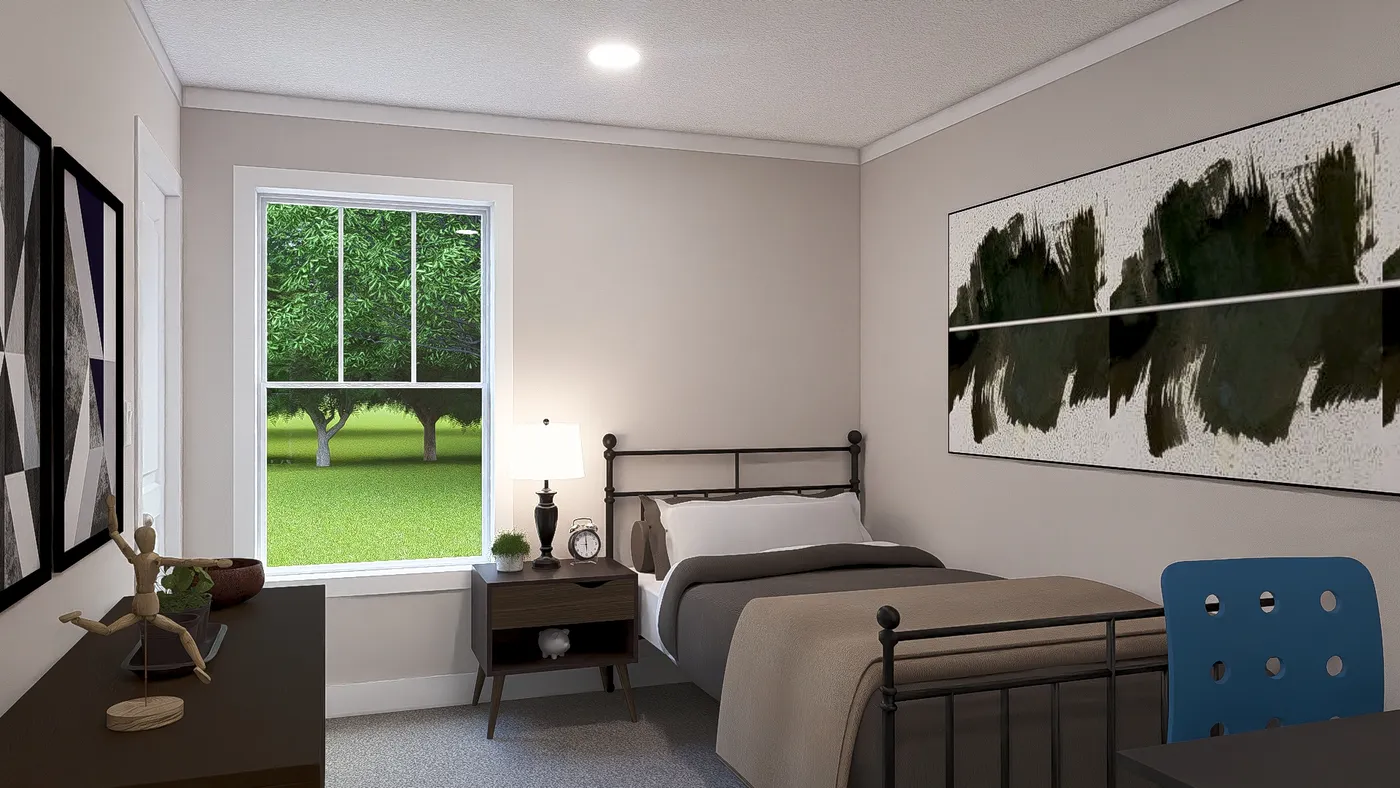 The LET IT BE Guest Bedroom. This Modular Home features 3 bedrooms and 2 baths.