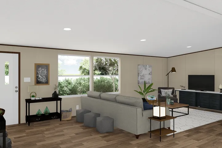 The TRIUMPH Living Room. This Manufactured Mobile Home features 5 bedrooms and 3 baths.
