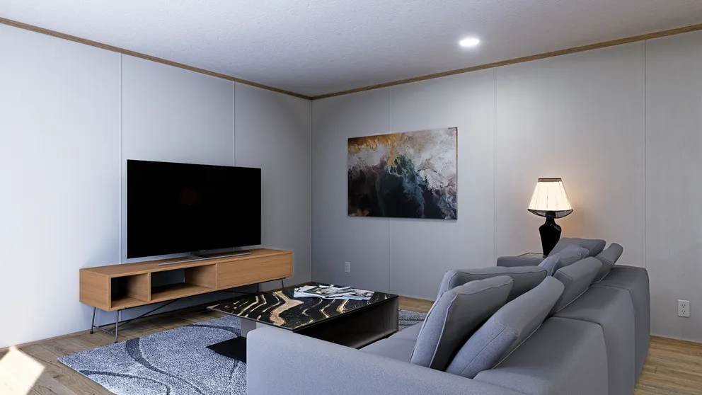 The LUMEN Living Room. This Manufactured Mobile Home features 3 bedrooms and 2 baths.