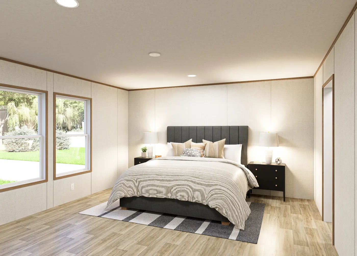 The HARBOR Primary Bedroom. This Manufactured Mobile Home features 3 bedrooms and 2 baths.