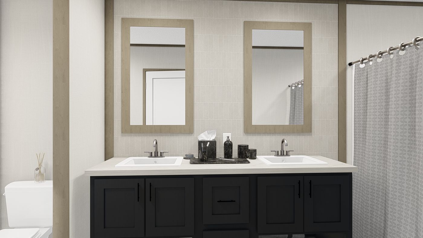 The HUDSON Primary Bathroom. This Manufactured Mobile Home features 3 bedrooms and 2 baths.