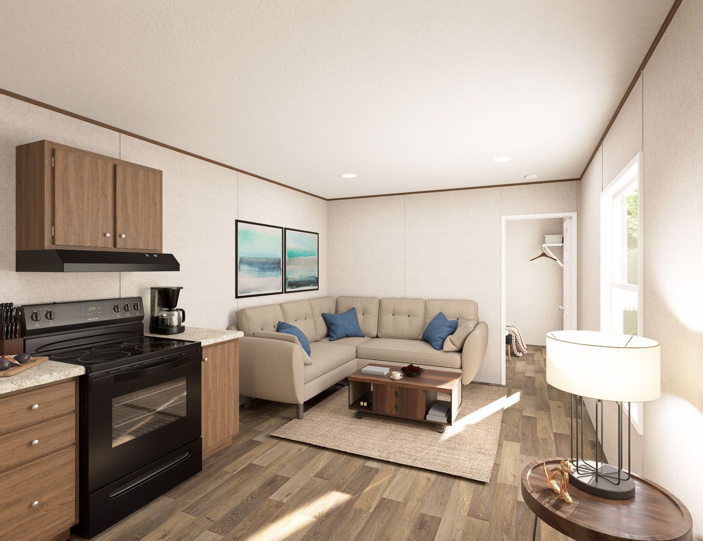 The TULIP Foyer. This Manufactured Mobile Home features 2 bedrooms and 1 bath.