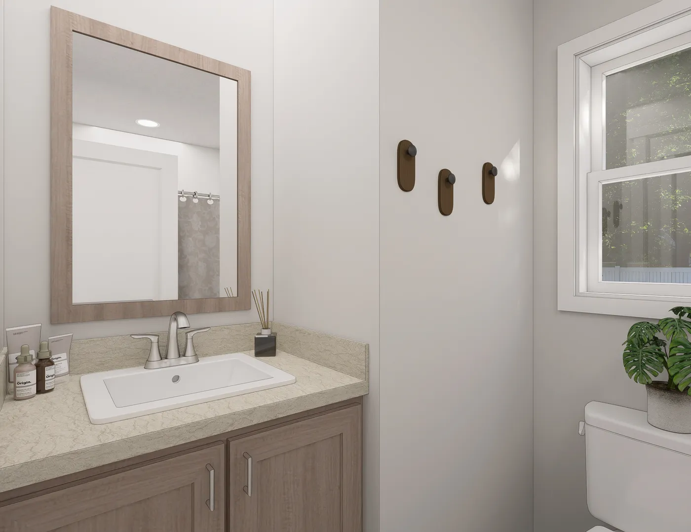 The 5038 IMAGINE Guest Bathroom. This Manufactured Mobile Home features 3 bedrooms and 2 baths.