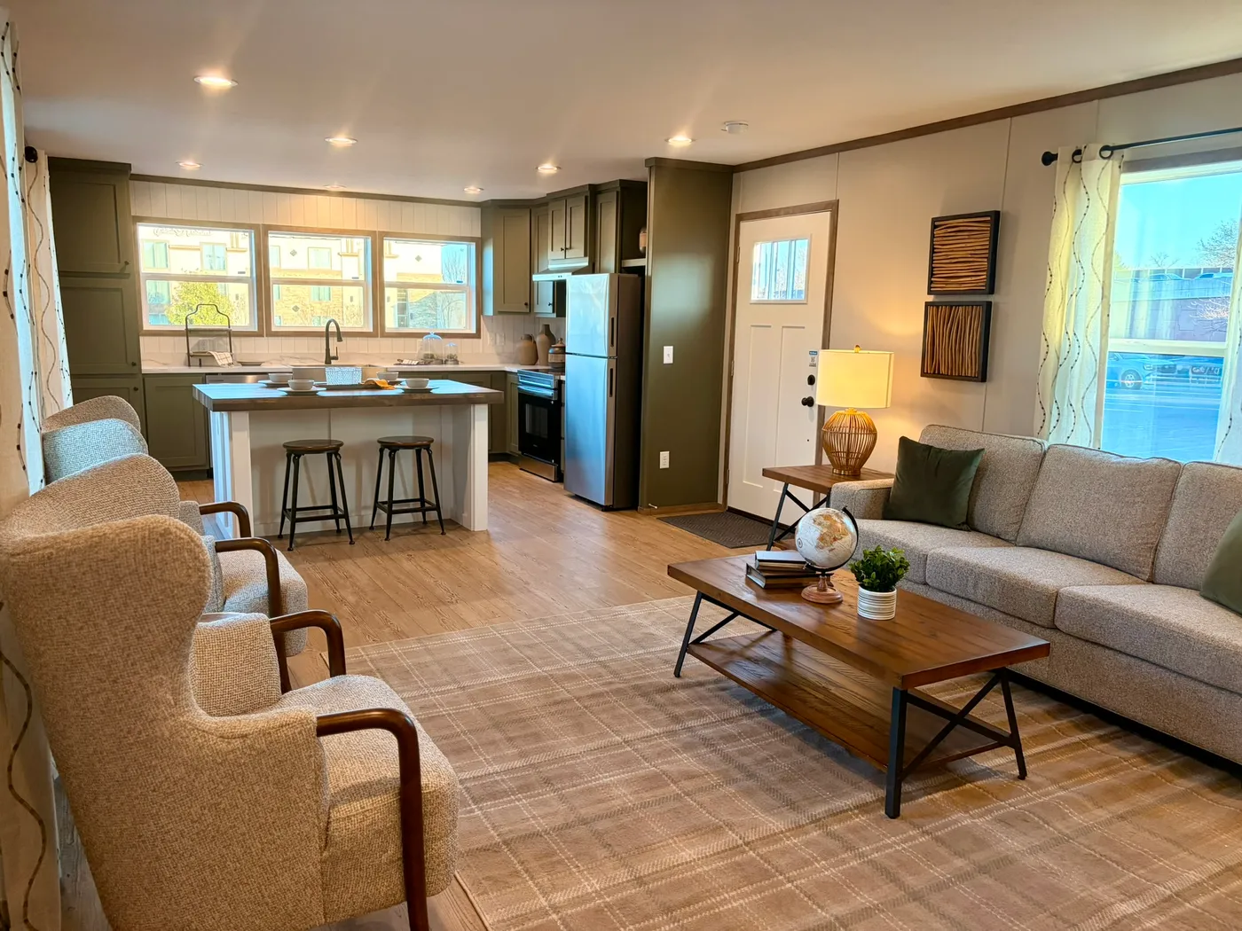 The BERYL Living Room. This Manufactured Mobile Home features 3 bedrooms and 2 baths.