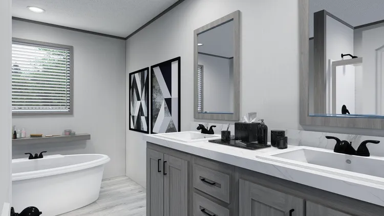 The LEWIS Primary Bathroom. This Manufactured Mobile Home features 3 bedrooms and 2 baths.
