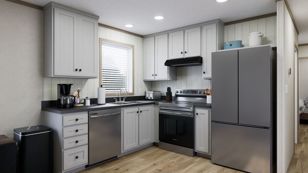 The 4814-CC04 RESOLVE 48 Kitchen. This Manufactured Mobile Home features 2 bedrooms and 1 bath.