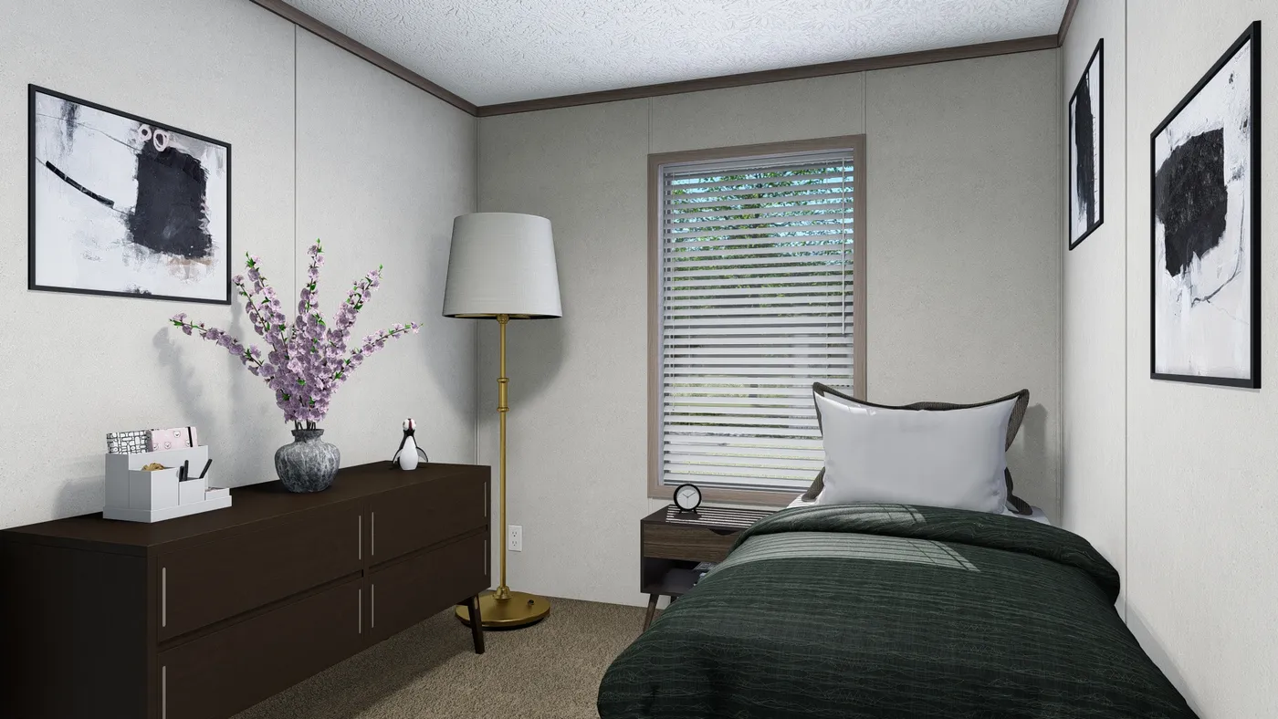 The 5228-5785 THE PULSE Bedroom. This Manufactured Mobile Home features 3 bedrooms and 2 baths.