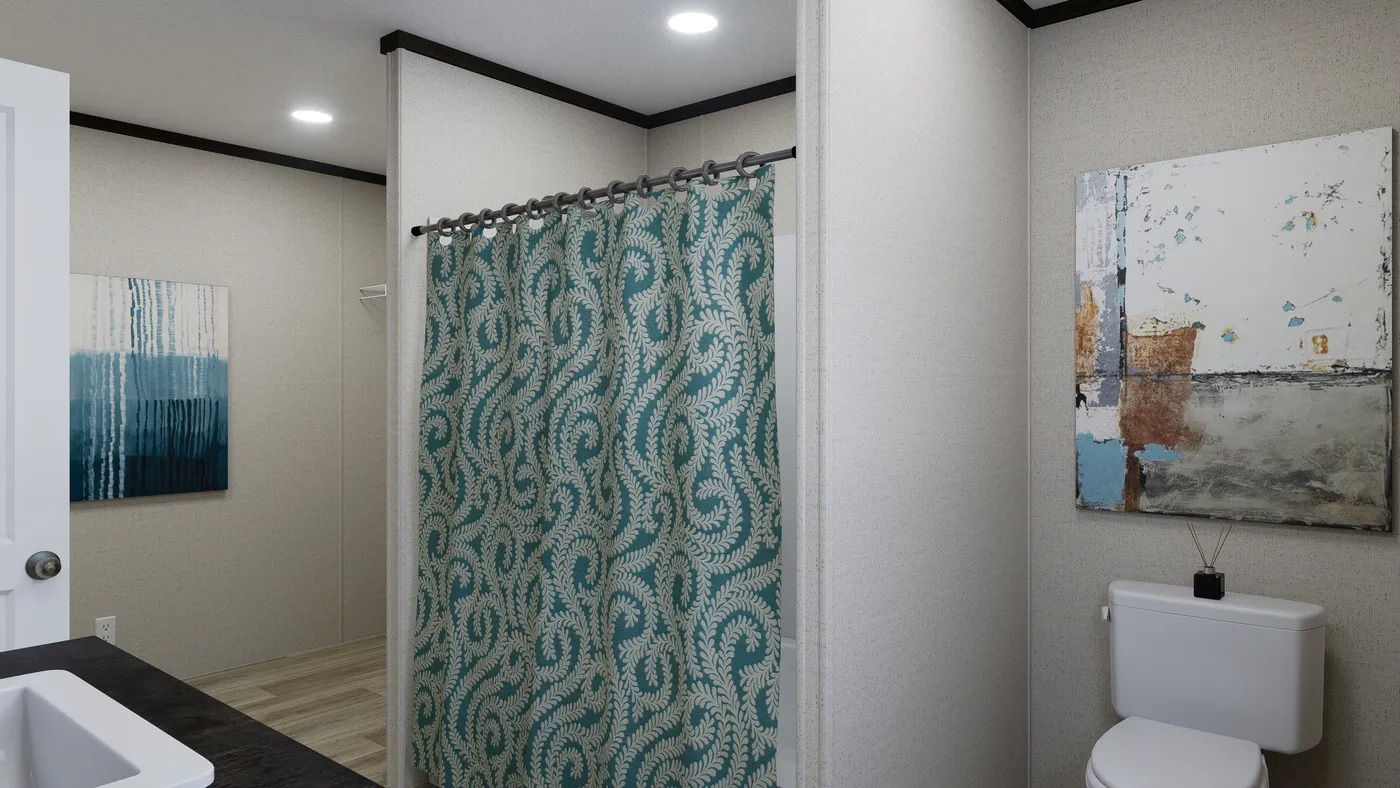 The SPARK Primary Bathroom. This Manufactured Mobile Home features 3 bedrooms and 2 baths.