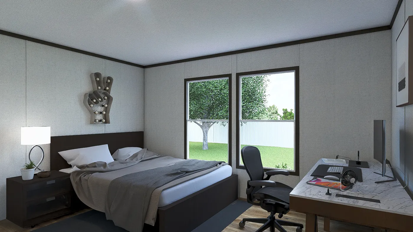 The DISCOVER Guest Bedroom. This Manufactured Mobile Home features 3 bedrooms and 2 baths.
