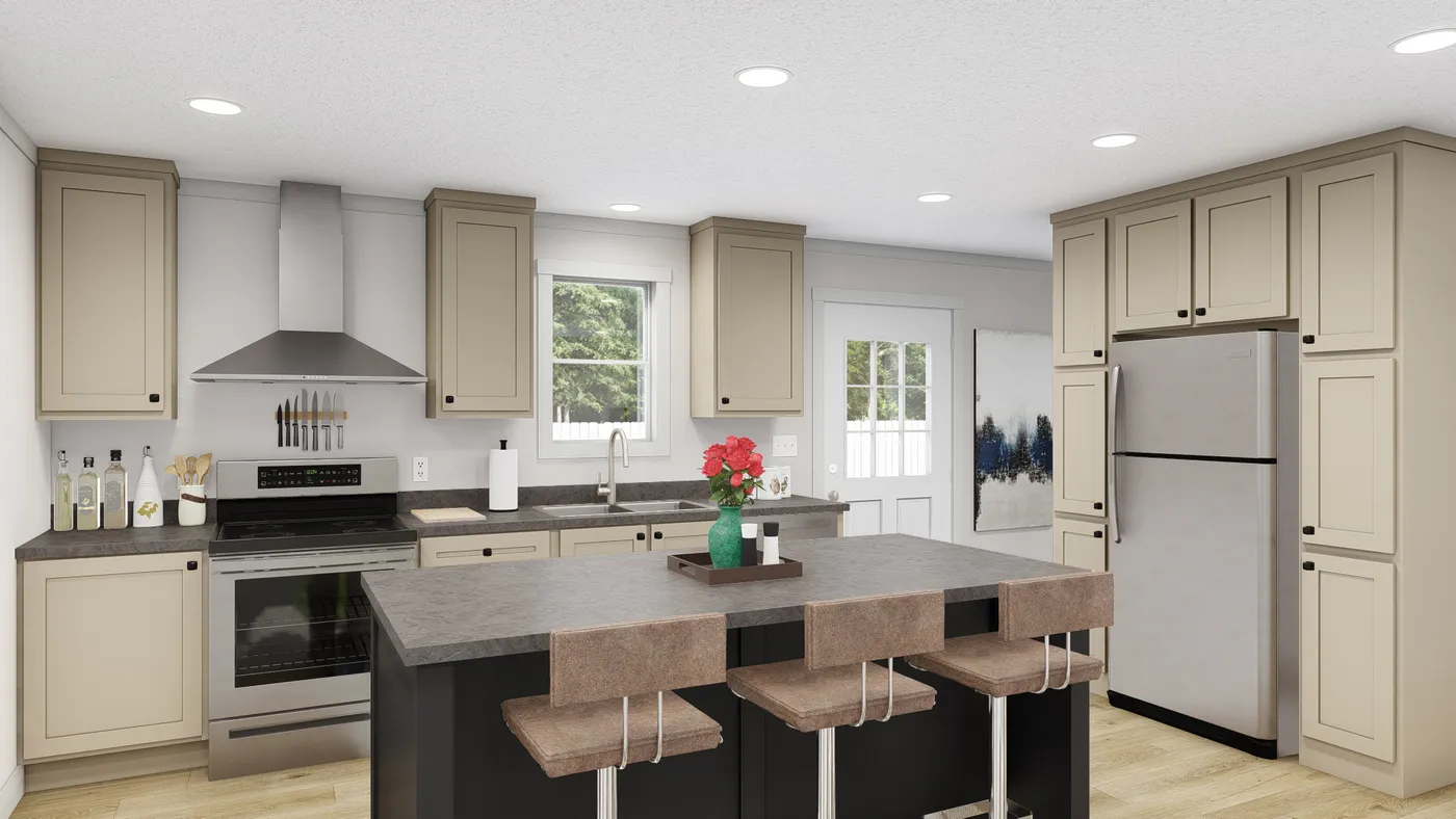 The HEY JUDE 7228-52-1 Kitchen. This Manufactured Mobile Home features 5 bedrooms and 2 baths.