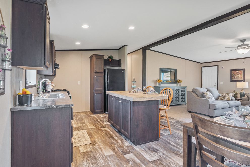 The GARNET Kitchen. This Manufactured Mobile Home features 3 bedrooms and 2 baths.