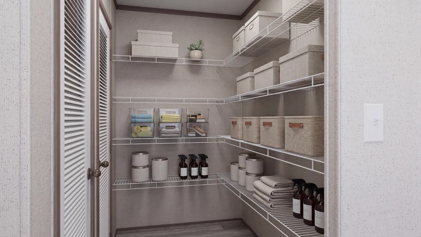 The THE MOUNTAINEER 60 Storage. This Manufactured Mobile Home features 3 bedrooms and 2 baths.