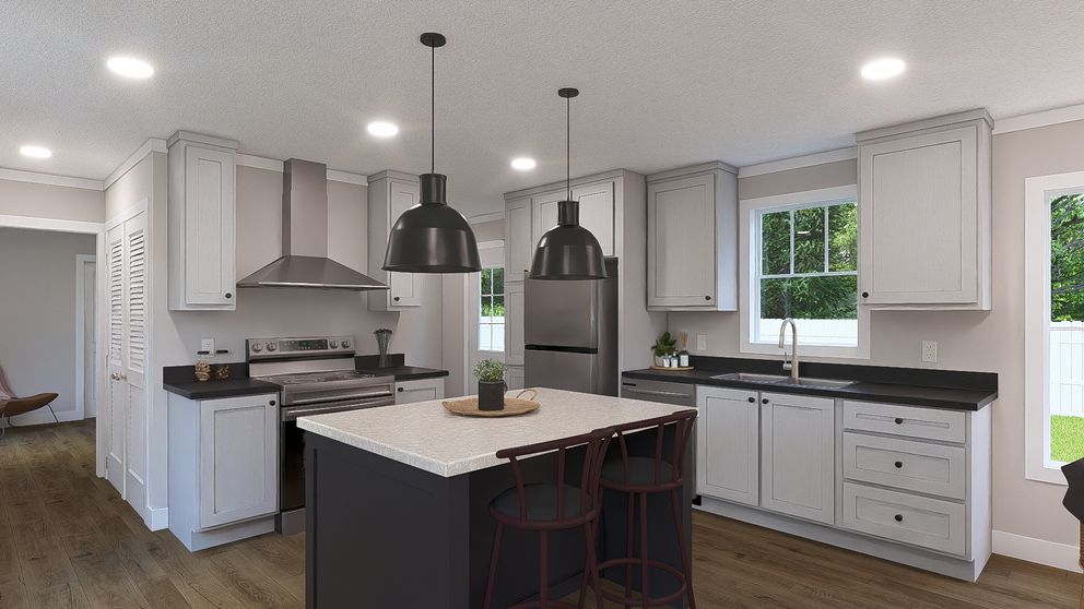 The MOVE ON UP Kitchen. This Manufactured Mobile Home features 3 bedrooms and 2 baths.