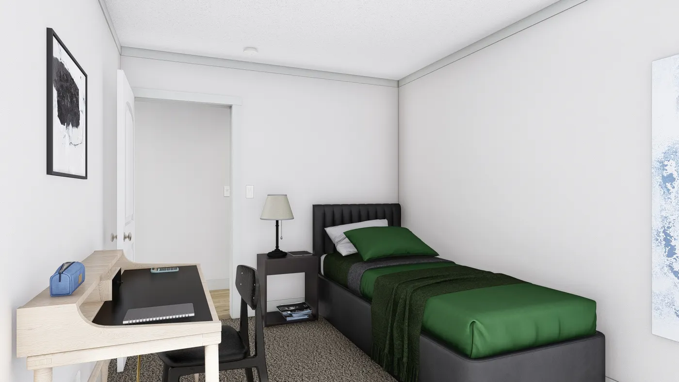 The JOHNNY B GOODE Guest Bedroom. This Manufactured Mobile Home features 3 bedrooms and 2 baths.