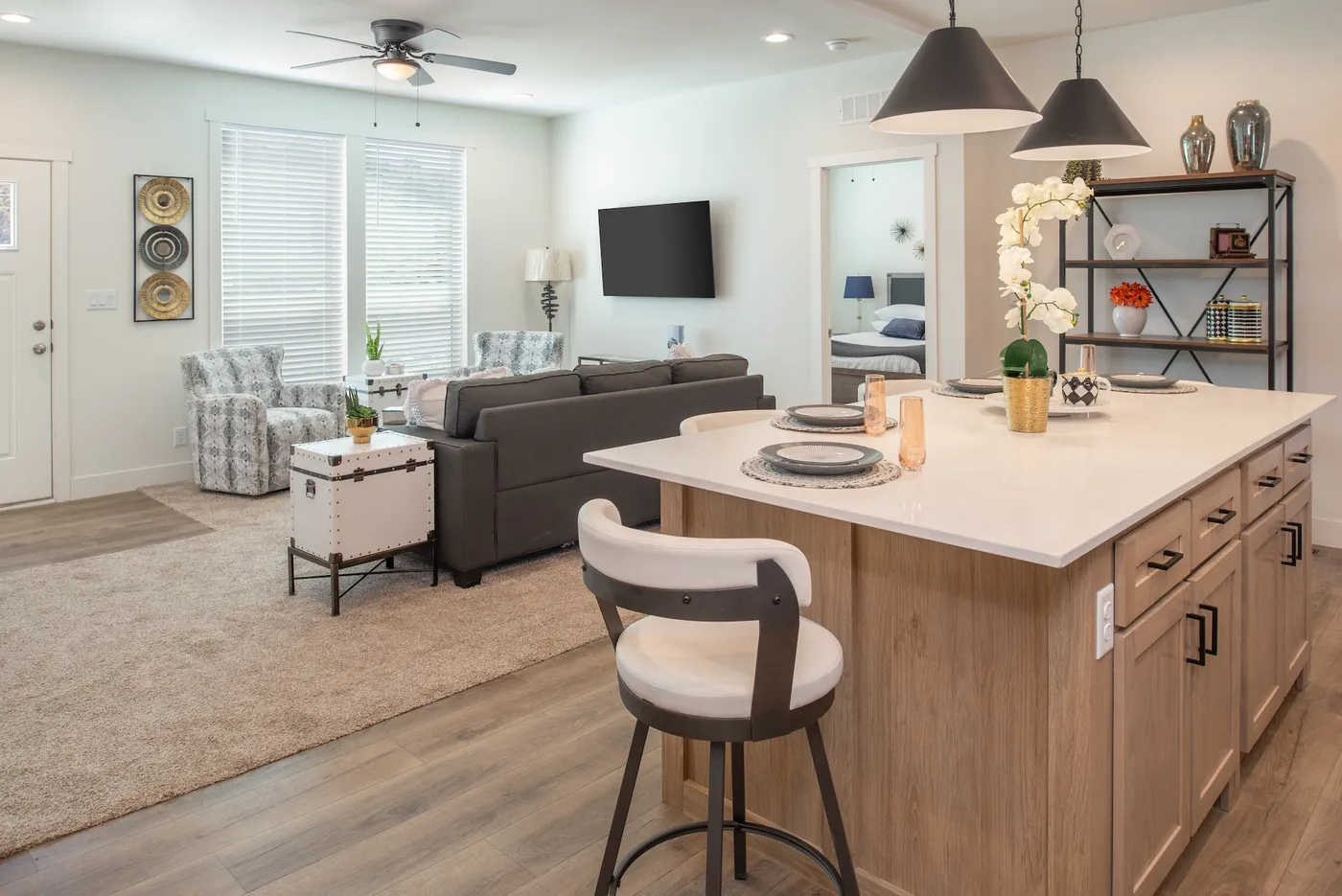 The HRM-2844-2A             KANSAS Living Room. This Manufactured Mobile Home features 2 bedrooms and 2 baths.