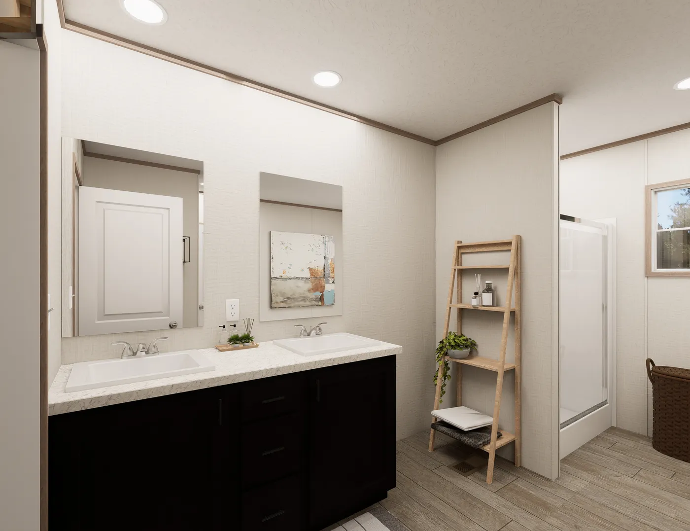 The ULTRA PRO HERCULES 28X68 3BR Primary Bathroom. This Manufactured Mobile Home features 3 bedrooms and 2 baths.