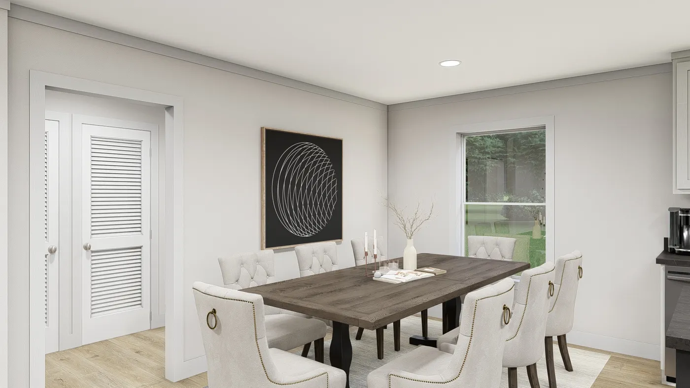 The LEAN ON ME Dining Room. This Manufactured Mobile Home features 3 bedrooms and 2 baths.