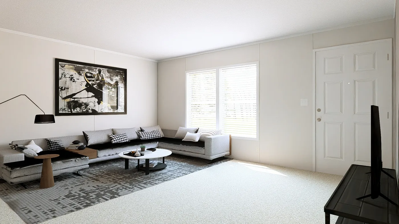 The ZIRCON Living Room. This Manufactured Mobile Home features 3 bedrooms and 2 baths.