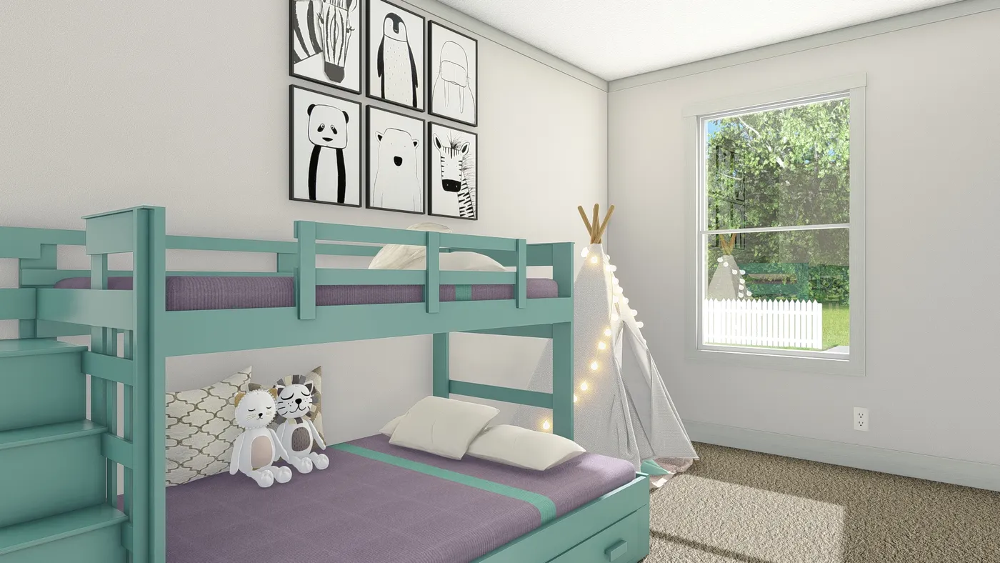 The 2006 "BEAUTIFUL MORNING" 4428 Guest Bedroom. This Manufactured Mobile Home features 3 bedrooms and 2 baths.