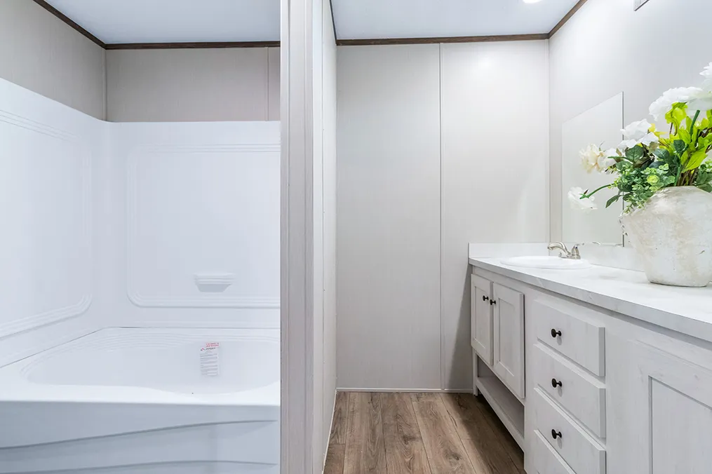 The SELECT 16723A Primary Bathroom. This Manufactured Mobile Home features 3 bedrooms and 2 baths.