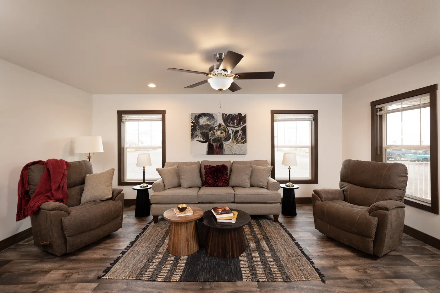 The RAMSEY 75 Living Room. This Manufactured Mobile Home features 4 bedrooms and 2 baths.