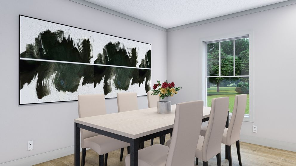 The SHOUT Dining Area. This Manufactured Mobile Home features 3 bedrooms and 2 baths.