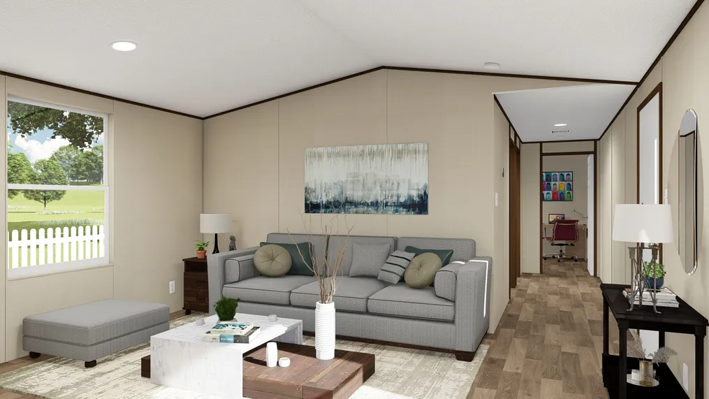 The SENSATION Living Room. This Manufactured Mobile Home features 3 bedrooms and 2 baths.