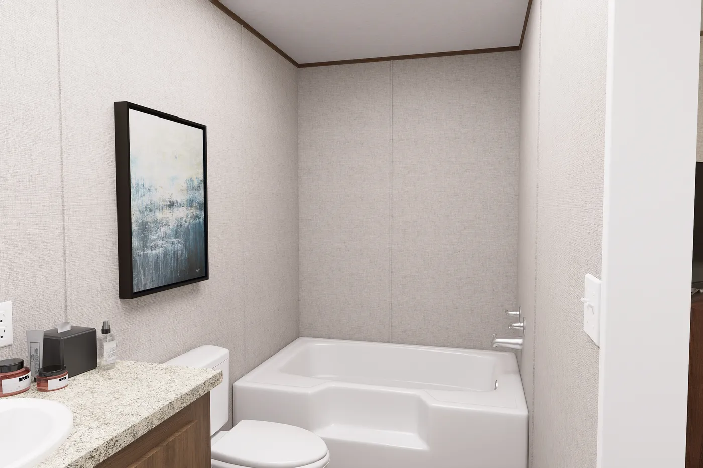 The BIRCH Primary Bathroom. This Manufactured Mobile Home features 3 bedrooms and 2 baths.
