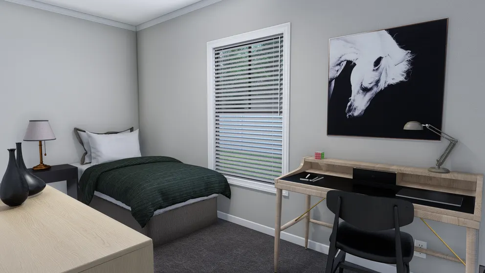 The THE HOLLYWOOD Bedroom. This Manufactured Mobile Home features 3 bedrooms and 2 baths.