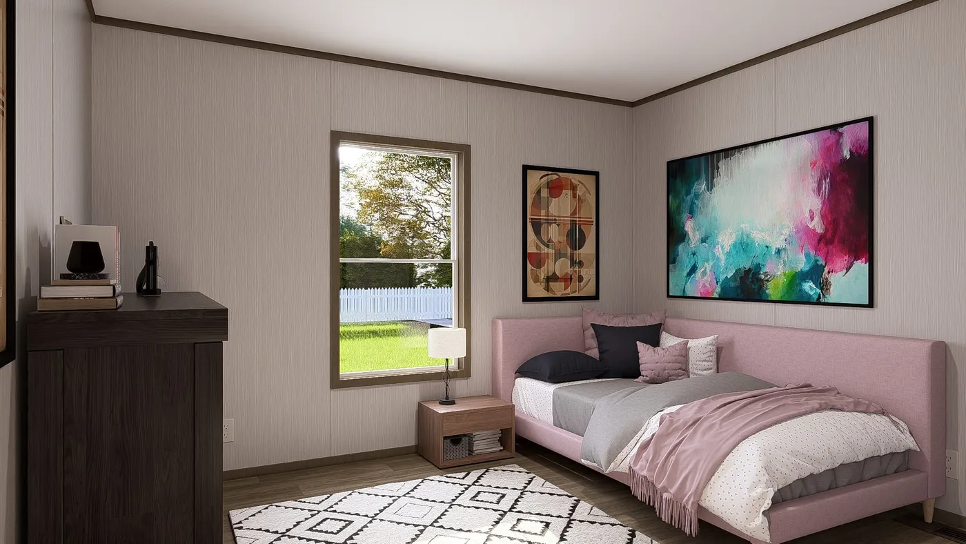 The CROCKETT Guest Bedroom. This Manufactured Mobile Home features 3 bedrooms and 2 baths.