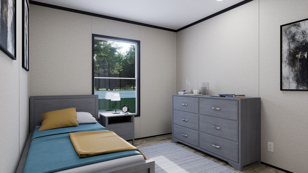 The THE MOUNTAINEER 52 Bedroom. This Manufactured Mobile Home features 3 bedrooms and 2 baths.
