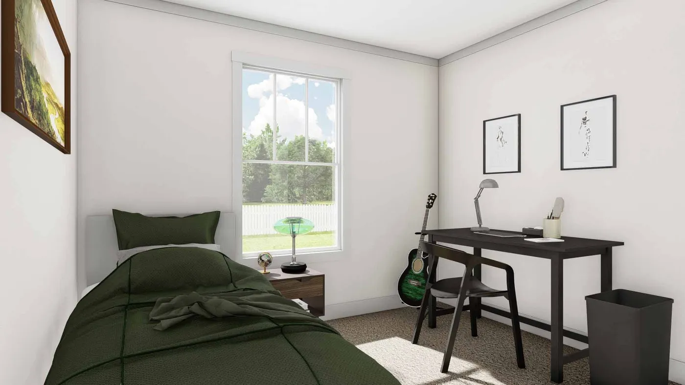 The AFRICA Bedroom. This Manufactured Mobile Home features 3 bedrooms and 2 baths.