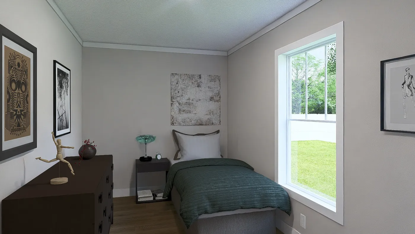The STILL THE ONE Guest Bedroom. This Manufactured Mobile Home features 2 bedrooms and 2 baths.