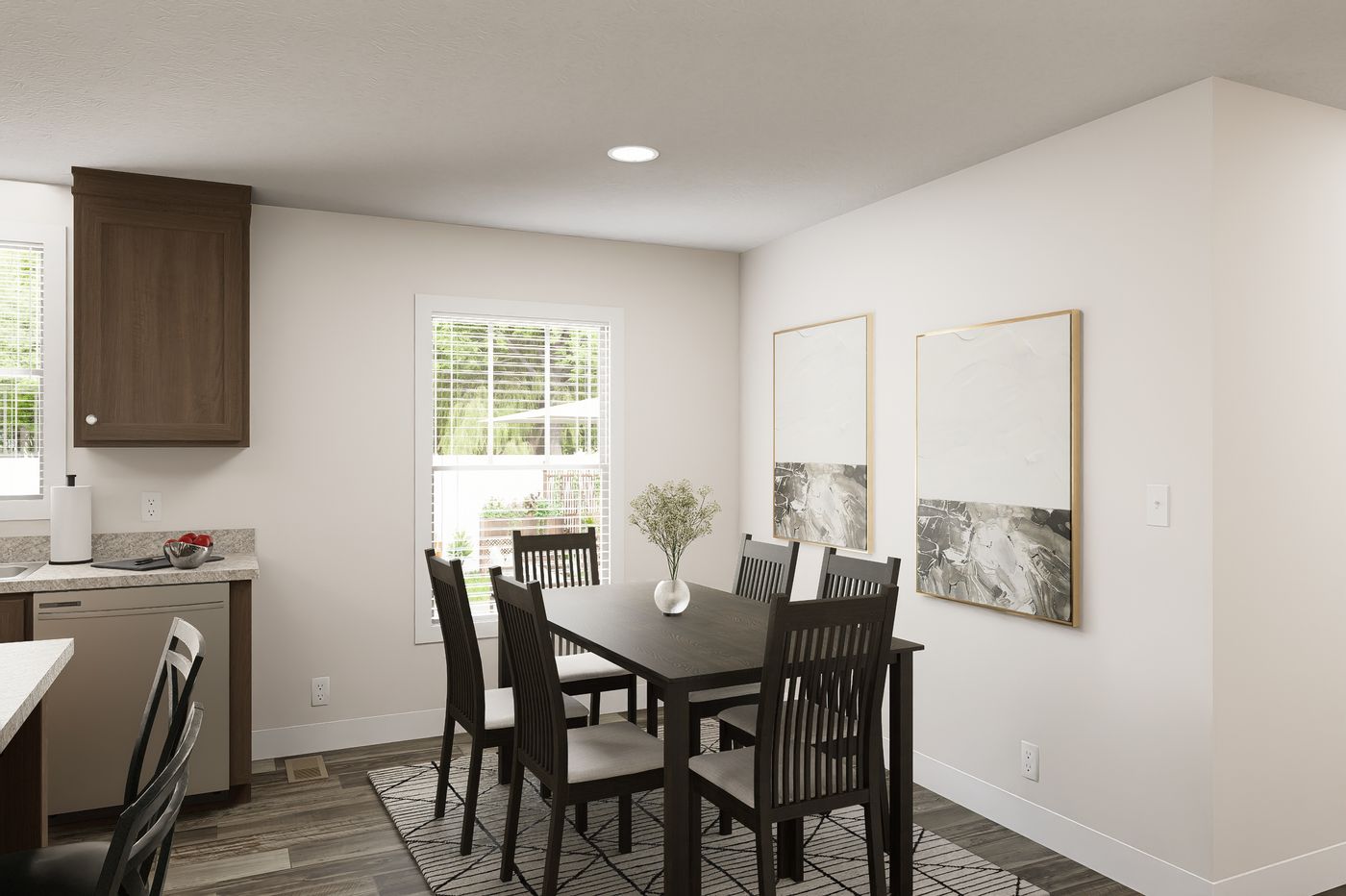 The 5628-MS067-2 HUNTINGTON Dining Room. This Manufactured Mobile Home features 4 bedrooms and 2 baths.