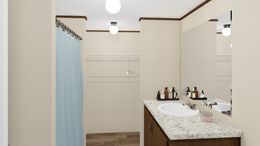 The SPECTACULAR Guest Bathroom. This Manufactured Mobile Home features 3 bedrooms and 2 baths.