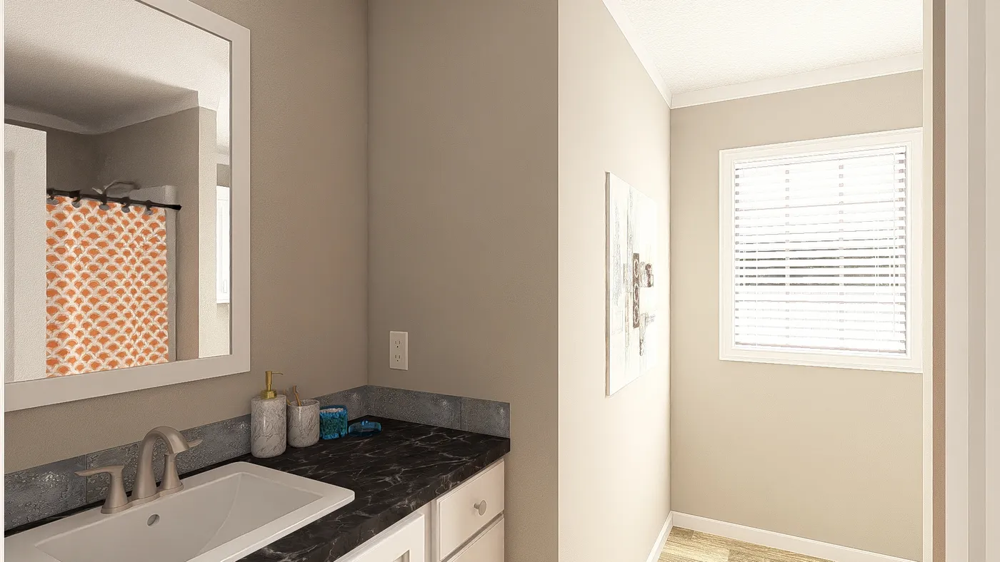 The THE BIG EASY Guest Bathroom. This Manufactured Mobile Home features 4 bedrooms and 3 baths.