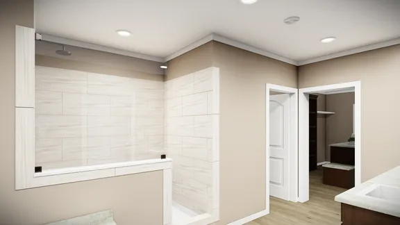 The THE BRYANT Primary Bedroom. This Manufactured Mobile Home features 4 bedrooms and 2 baths.