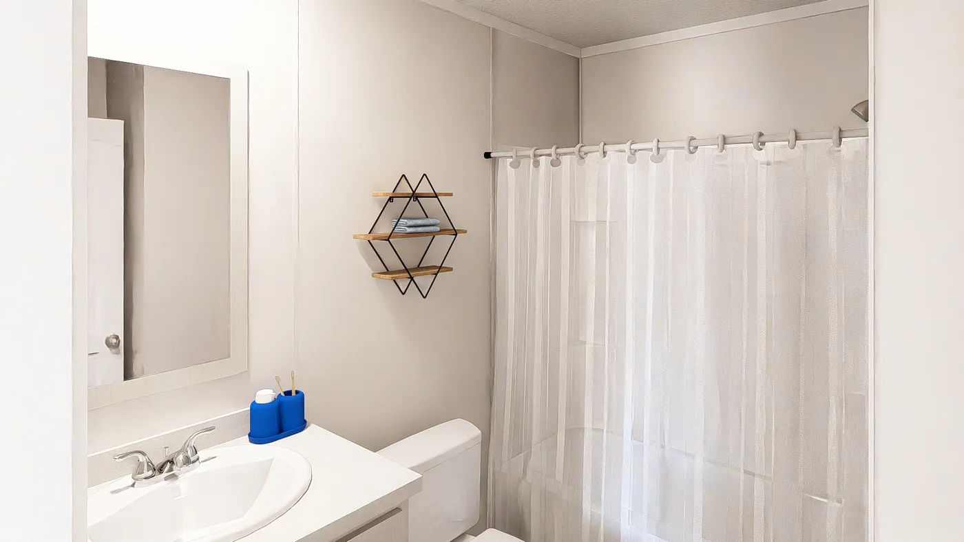 The GARNET Primary Bathroom. This Manufactured Mobile Home features 3 bedrooms and 2 baths.