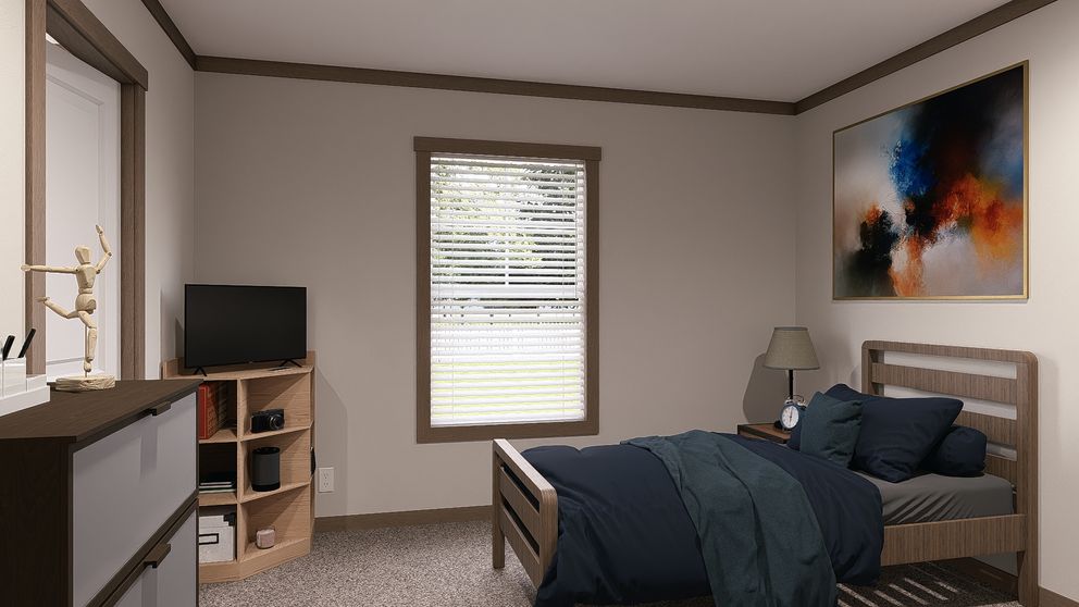 The EVERETT ELITE Guest Bedroom. This Manufactured Mobile Home features 4 bedrooms and 3 baths.