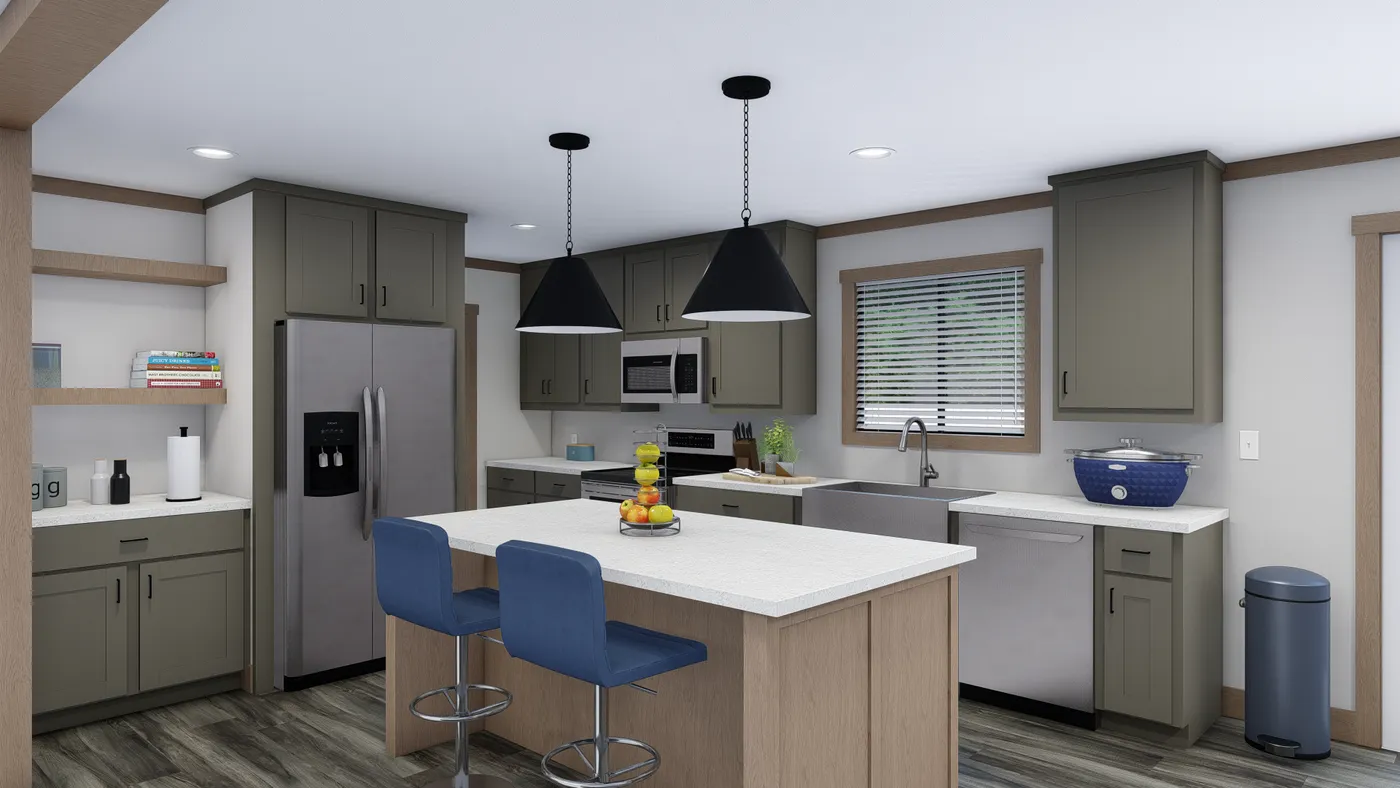 The TINSLEY Kitchen. This Manufactured Mobile Home features 4 bedrooms and 2 baths.