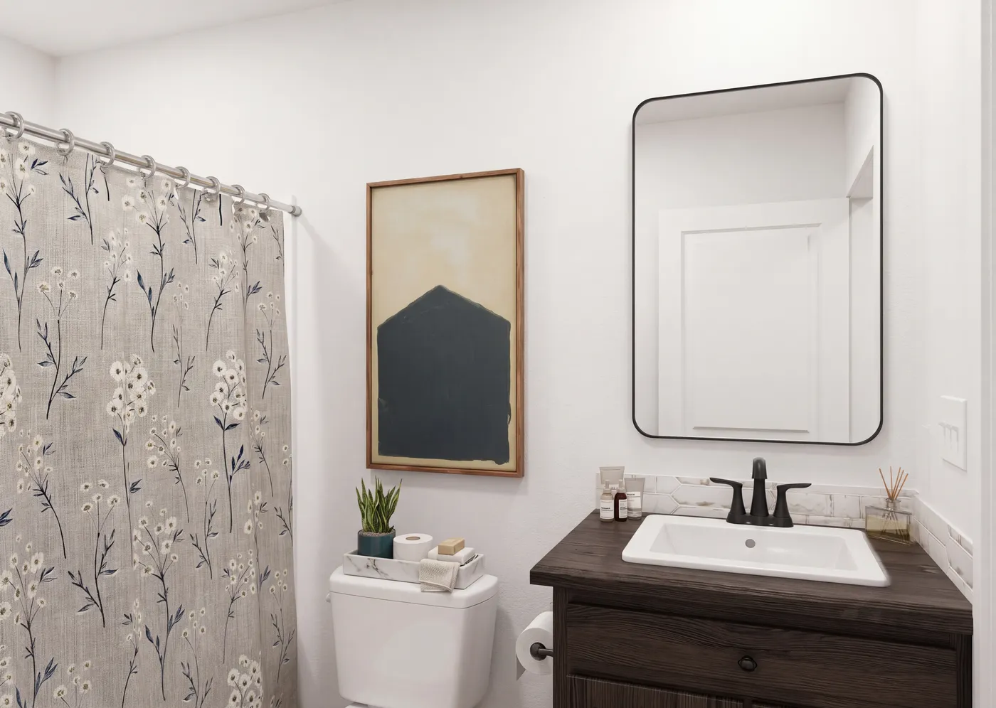 The THE ROOSEVELT Guest Bathroom. This Manufactured Mobile Home features 4 bedrooms and 3 baths.