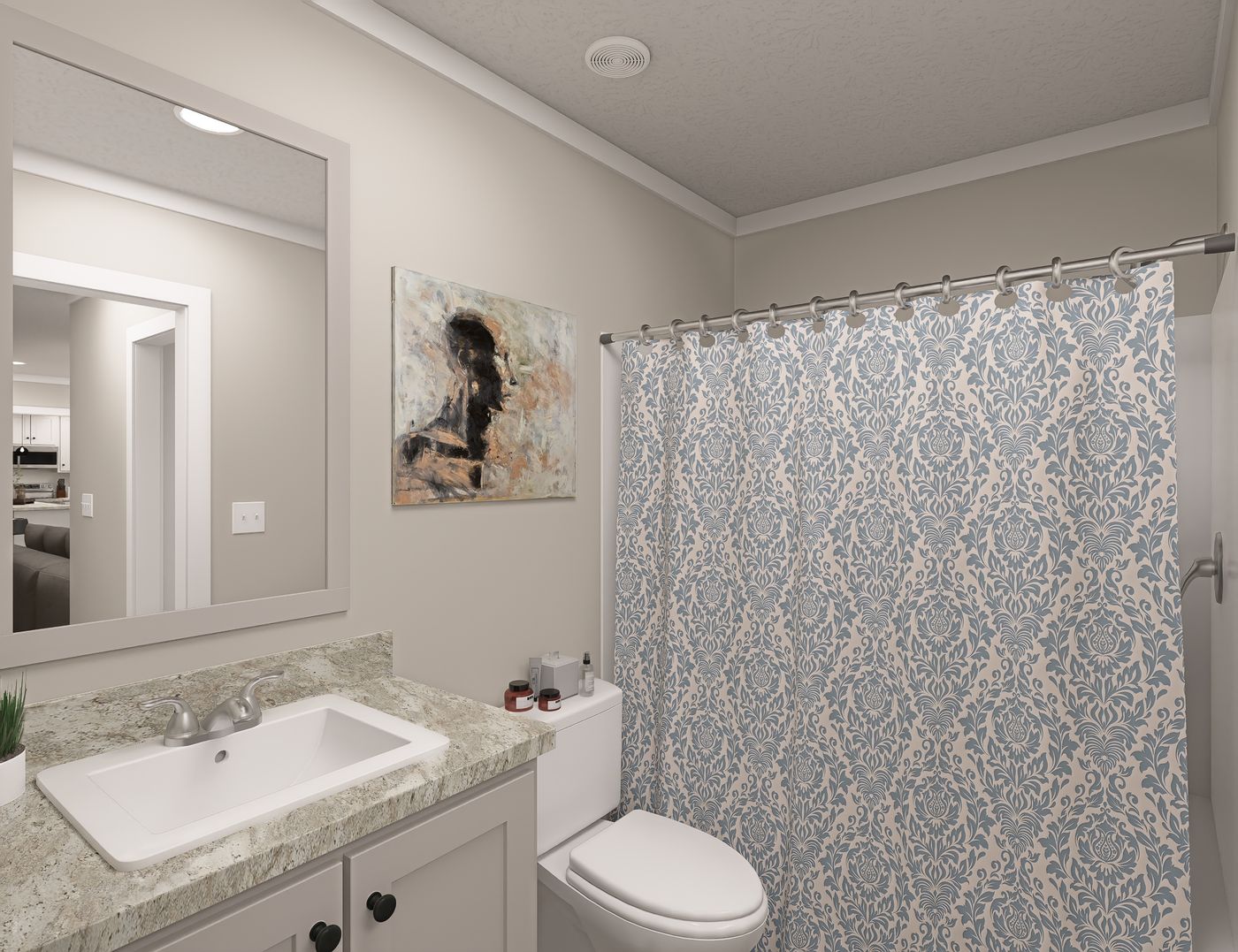 The BROOKLINE FLEX 32 WIDE Guest Bathroom. This Manufactured Mobile Home features 4 bedrooms and 3 baths.