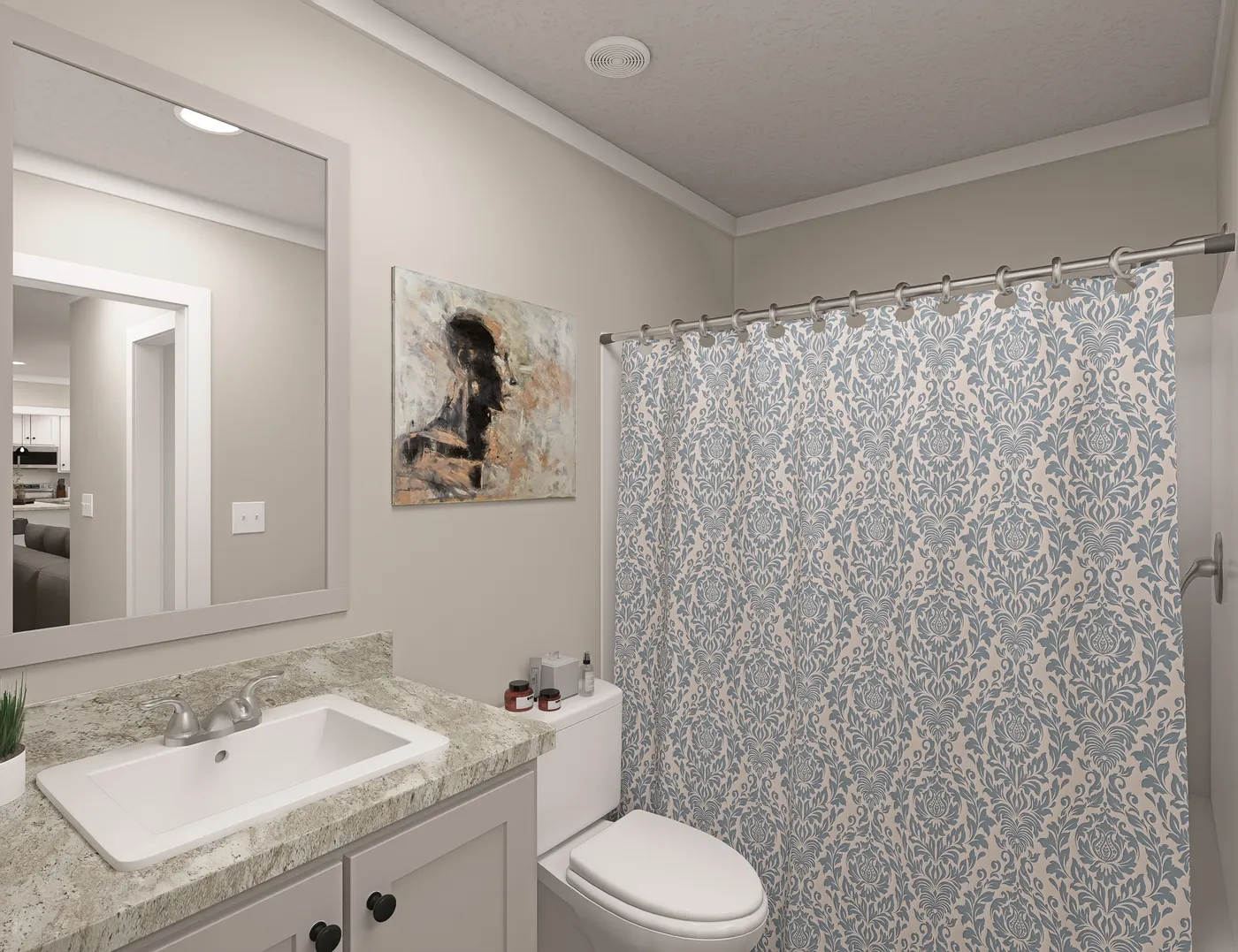 The BROOKLINE FLEX 32 WIDE Guest Bathroom. This Manufactured Mobile Home features 4 bedrooms and 3 baths.