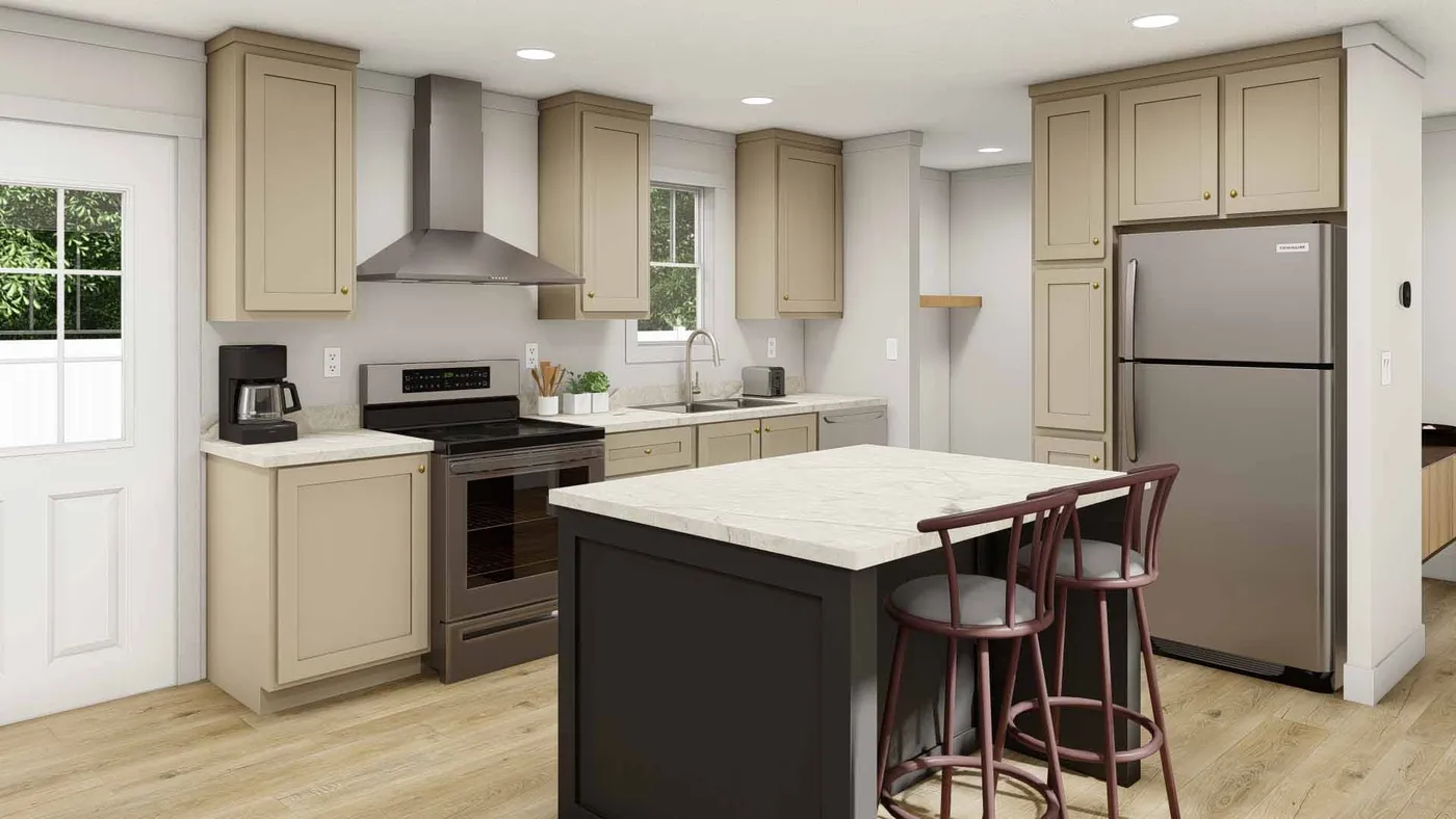 The RHYTHM NATION Kitchen. This Manufactured Mobile Home features 3 bedrooms and 2 baths.