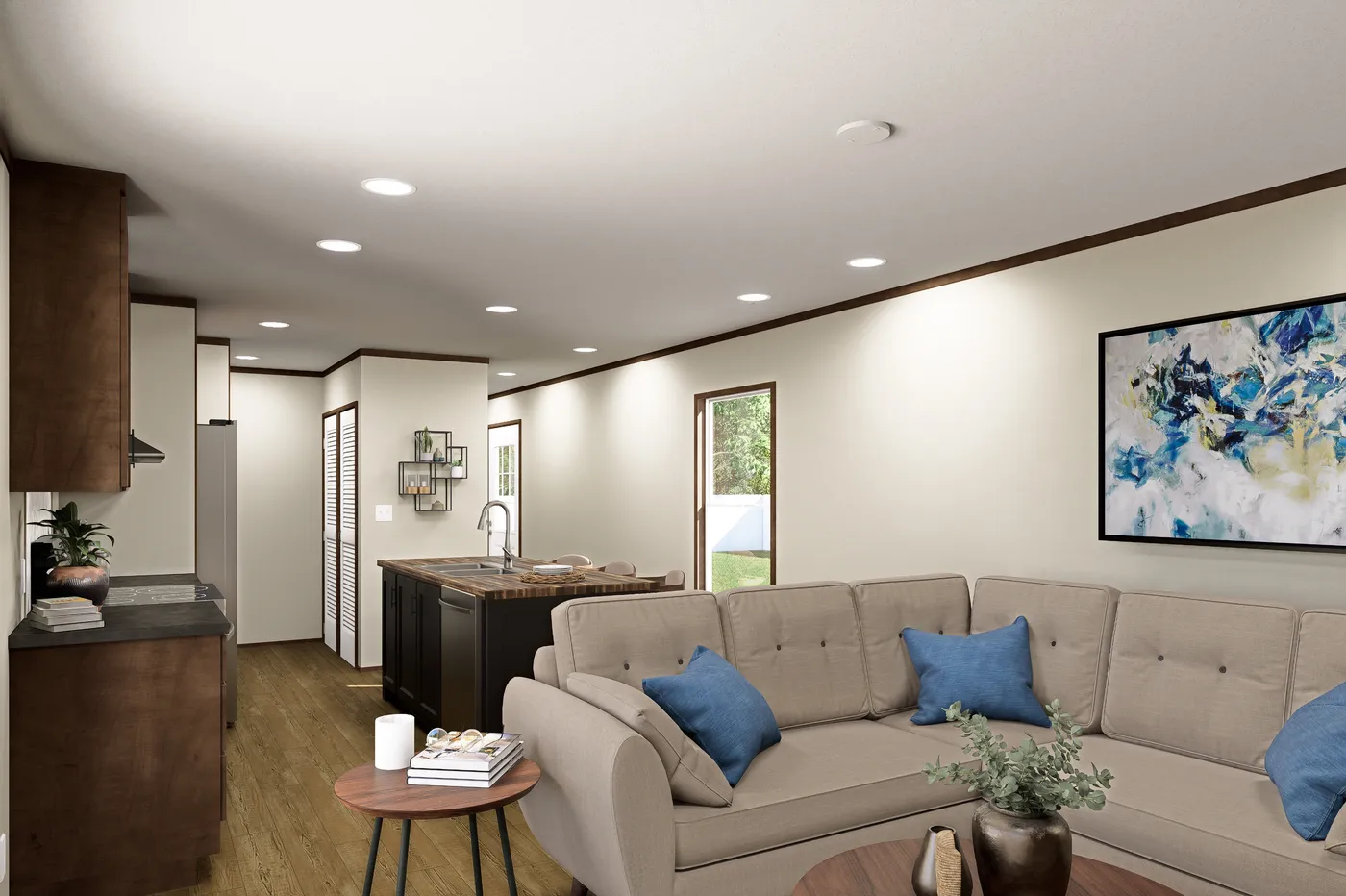 The POLO Living Room. This Manufactured Mobile Home features 2 bedrooms and 1 bath.