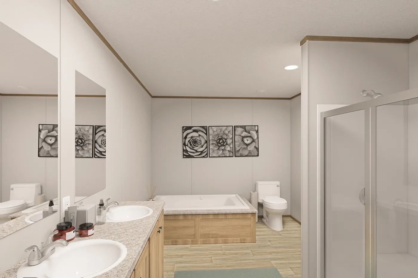 The THE EAGLE 52 Primary Bathroom. This Manufactured Mobile Home features 3 bedrooms and 2 baths.