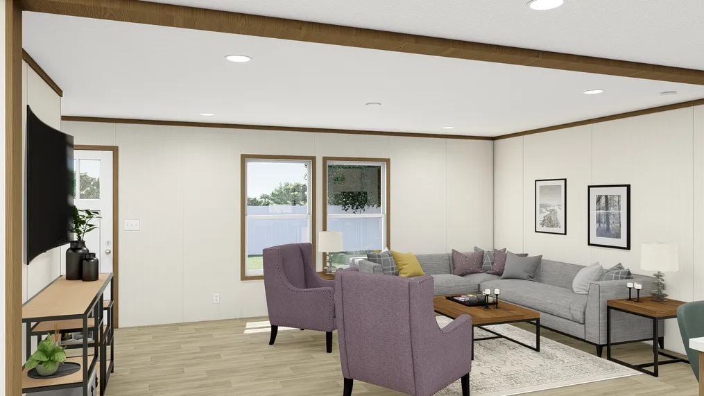 The AMBITION Living Room. This Manufactured Mobile Home features 4 bedrooms and 2 baths.