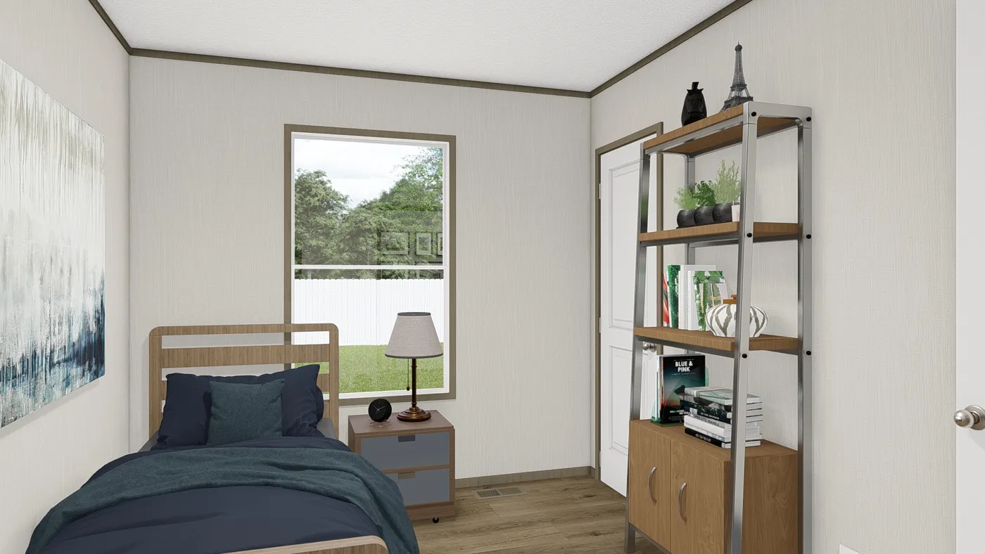 The HUDSON Bedroom. This Manufactured Mobile Home features 3 bedrooms and 2 baths.